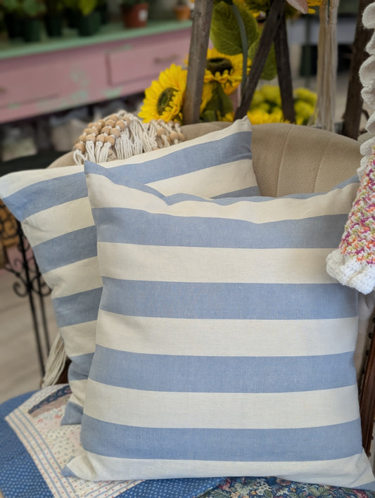 Blue and white pillow