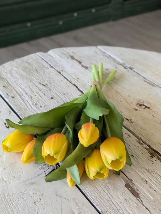 12" Fresh Touch Yellow Tulips