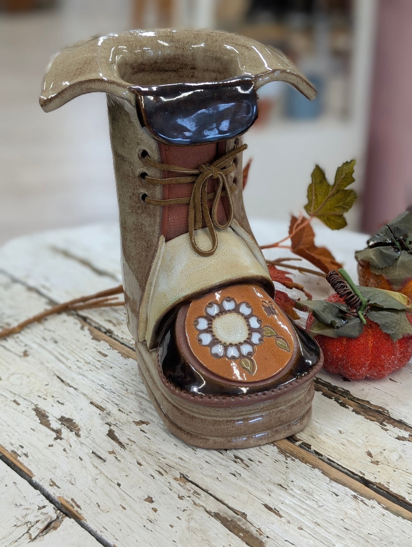 vintage ceramic boot planter by The Clay Cobbler
