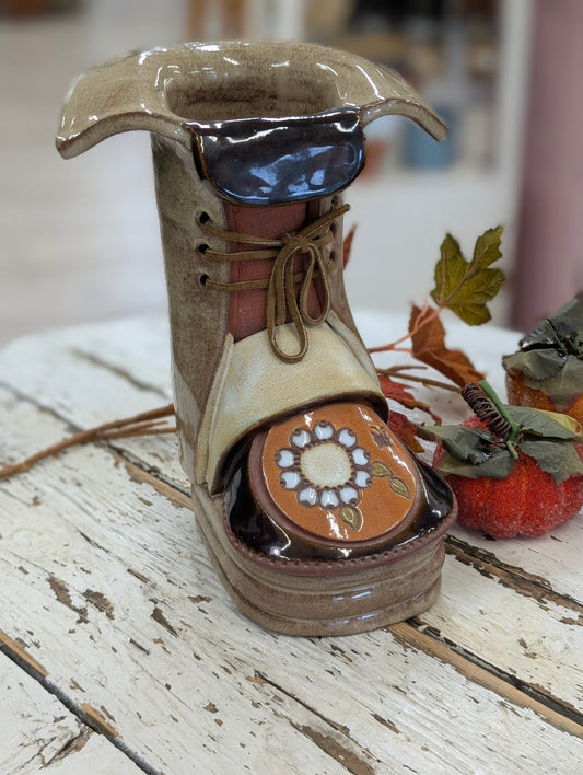 vintage ceramic boot planter by The Clay Cobbler