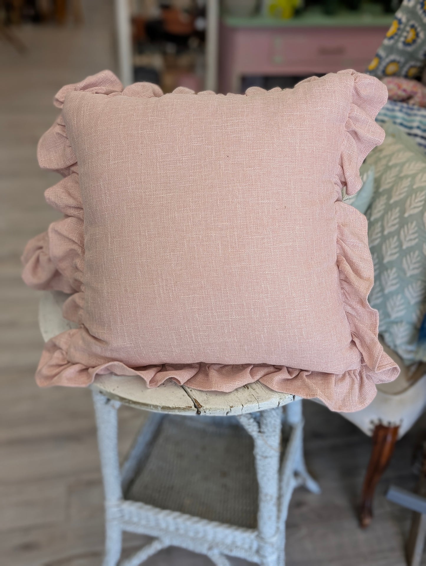 Pink ruffle pillow