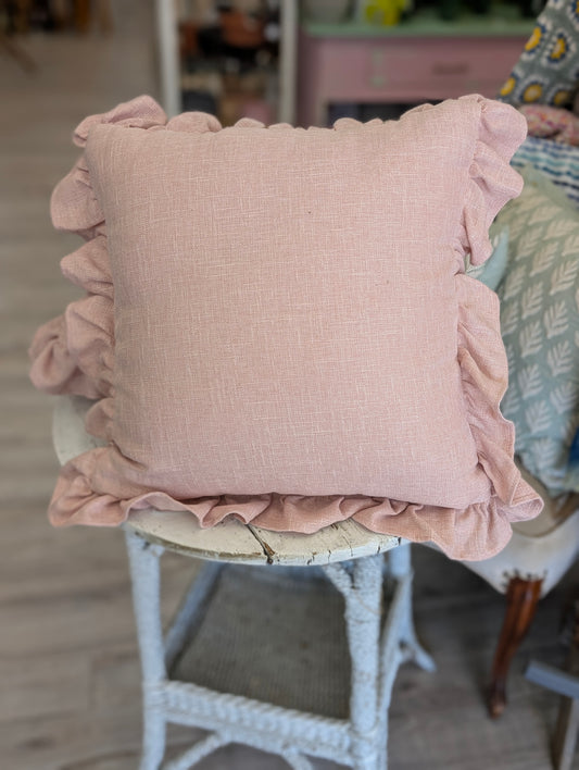 Pink ruffle pillow