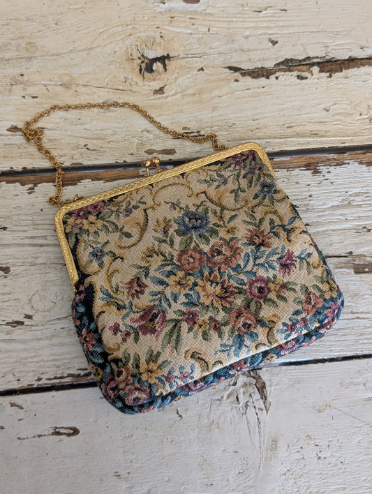 Vintage tapestry clutch