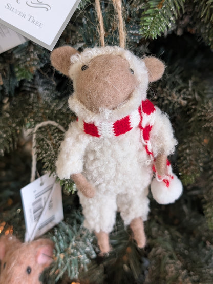 Wooly standing sheep ornament
