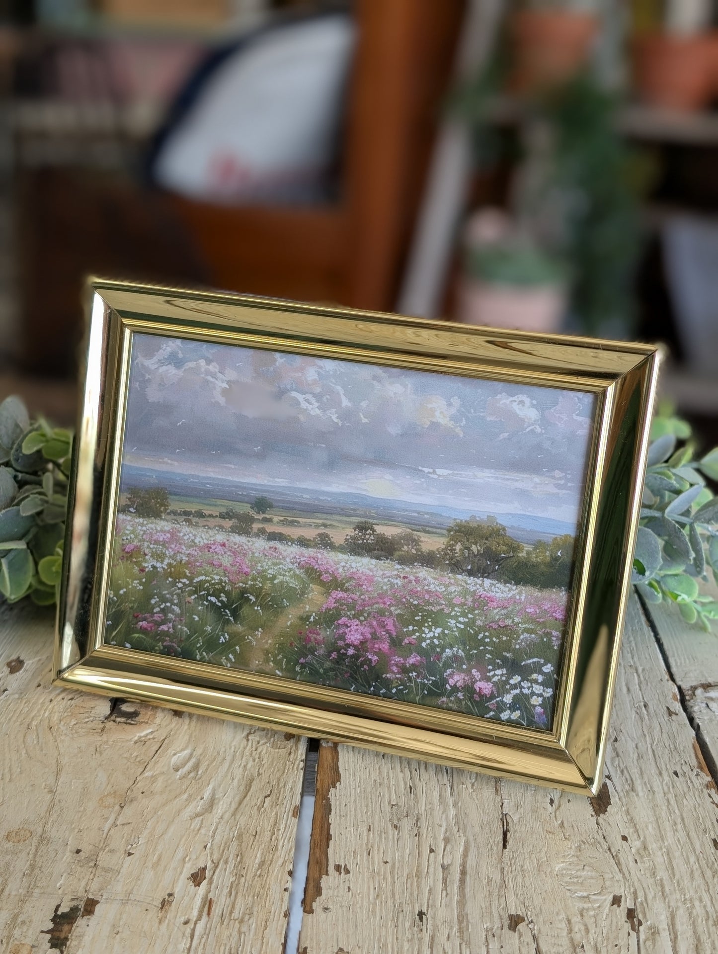 Flowers in field framed print