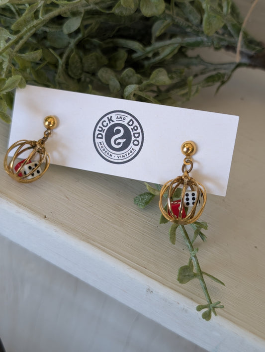 Caged Dice Earrings