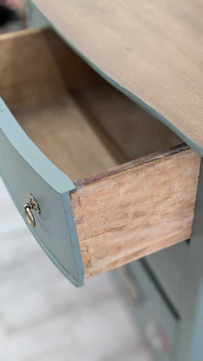 Painted dresser with mushrooms