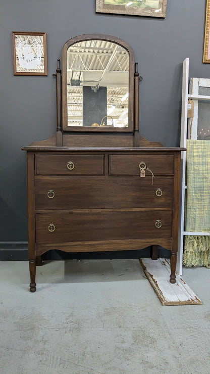 Wood dresser with mirror