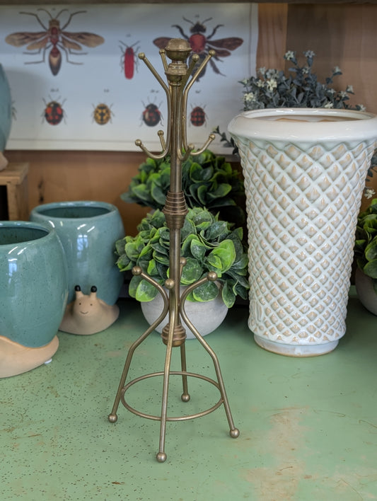 Mini brass coat rack jewelry stand