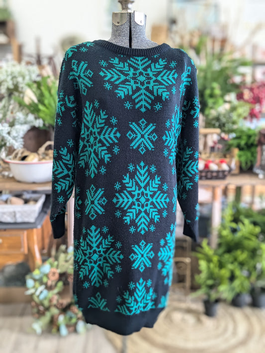 Green Snowflake Dress - small