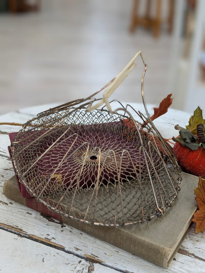 vintage French collapsible wire egg and fruit basket