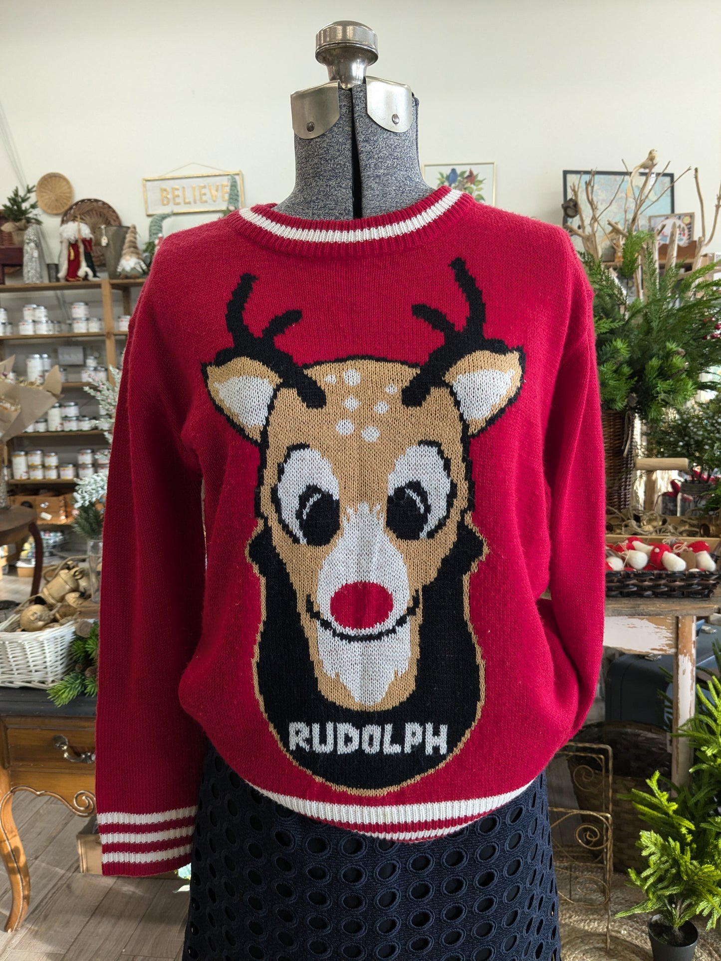 Knitted Rudolph Sweater (Size L Child)