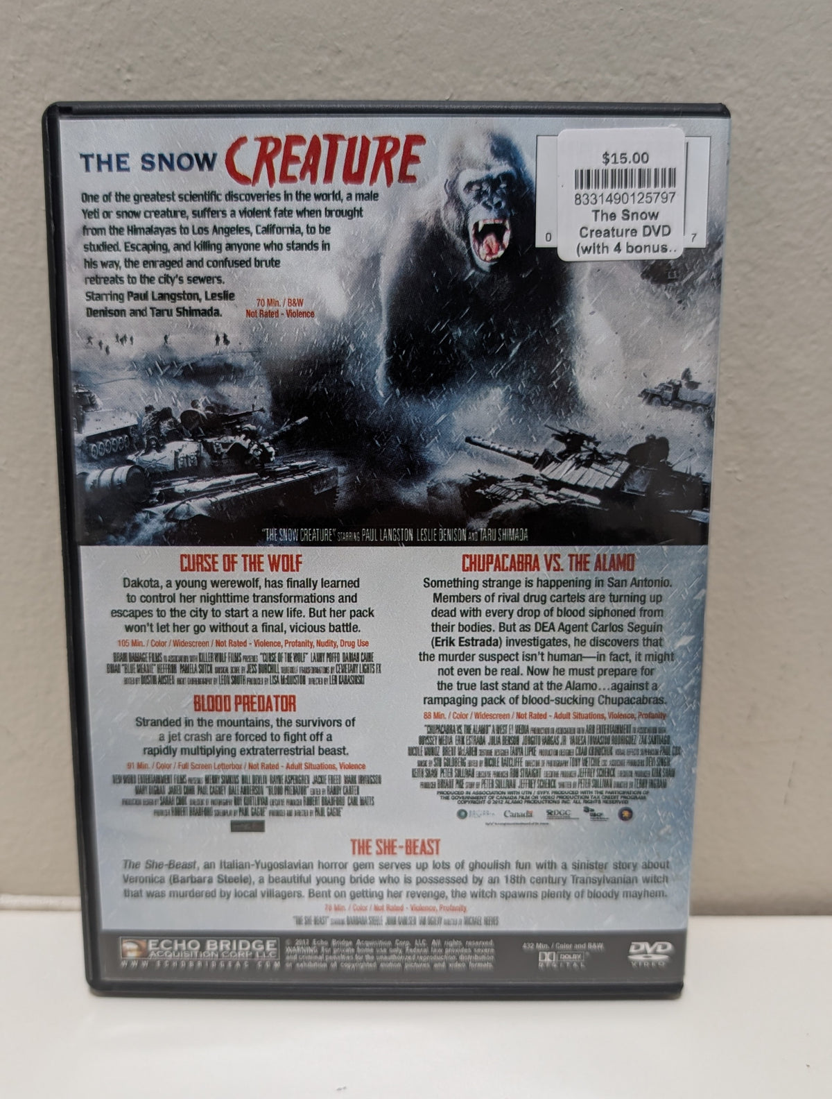 The Snow Creature DVD (with 4 bonus movies)