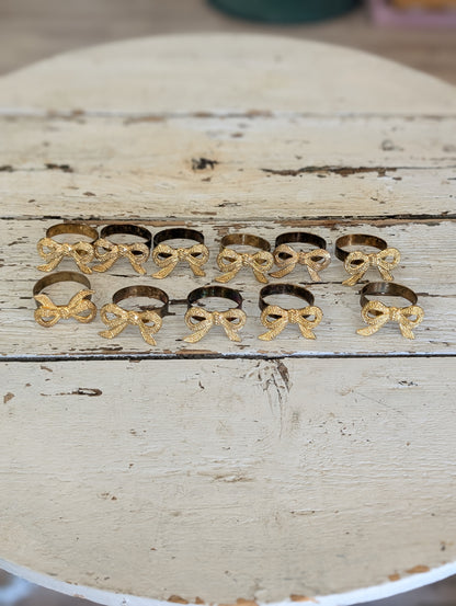 Gilded bow napkin holder set of 10