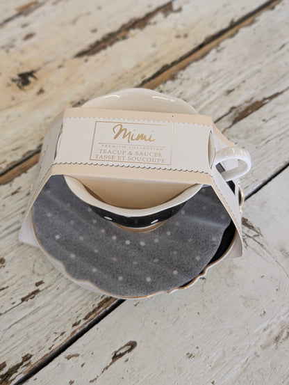 Black with dots teacup