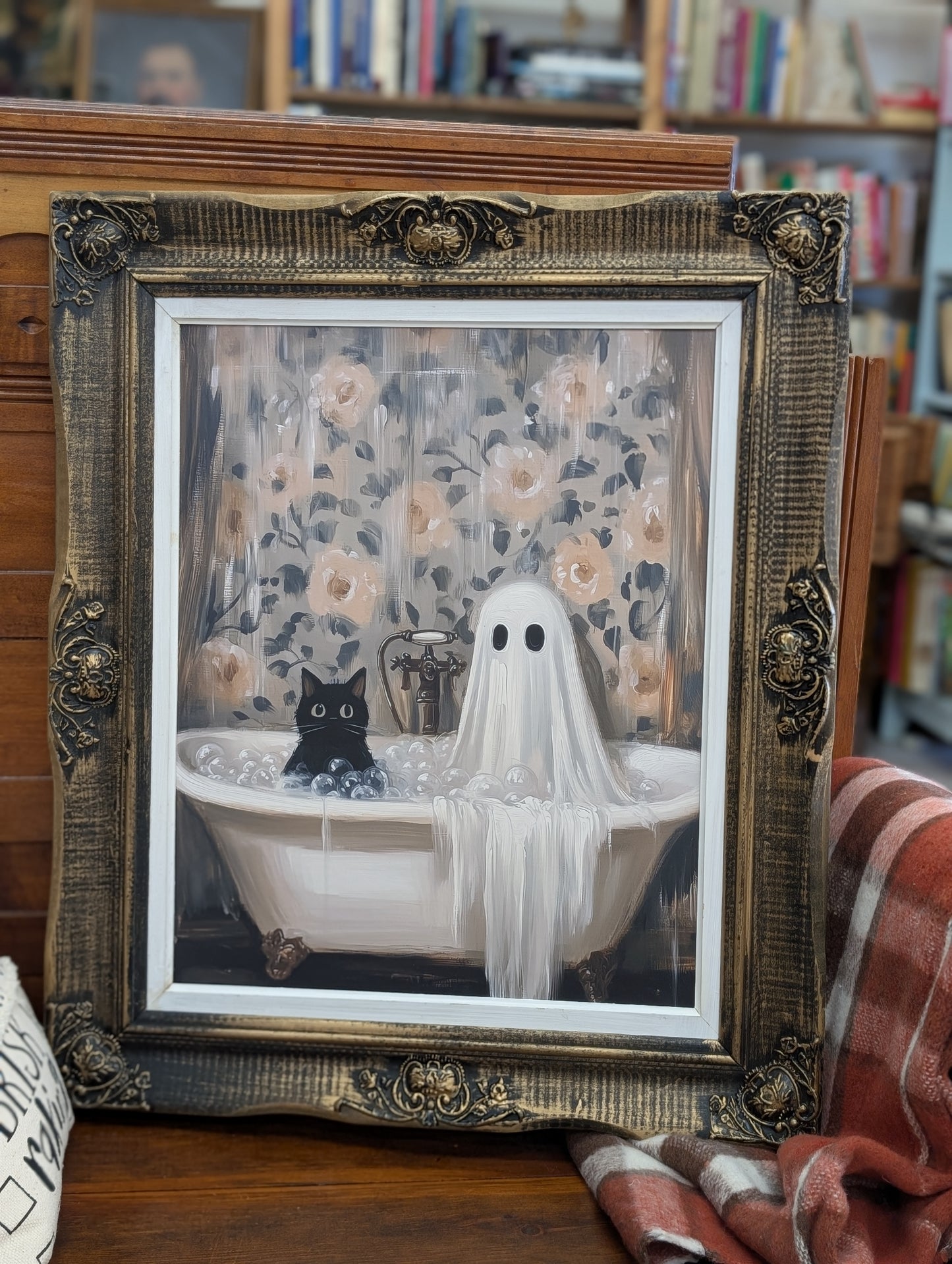 Ghost In tub framed print