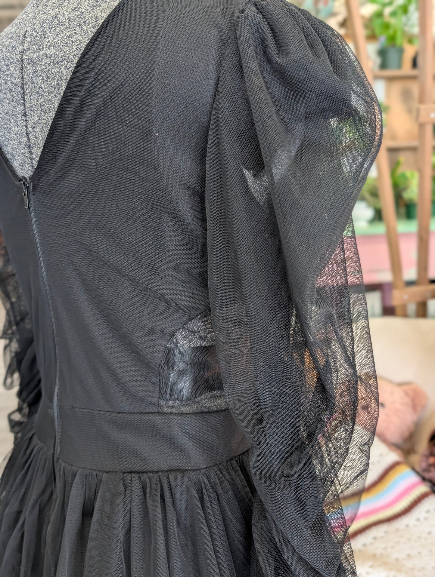 Black flowing dress with mesh