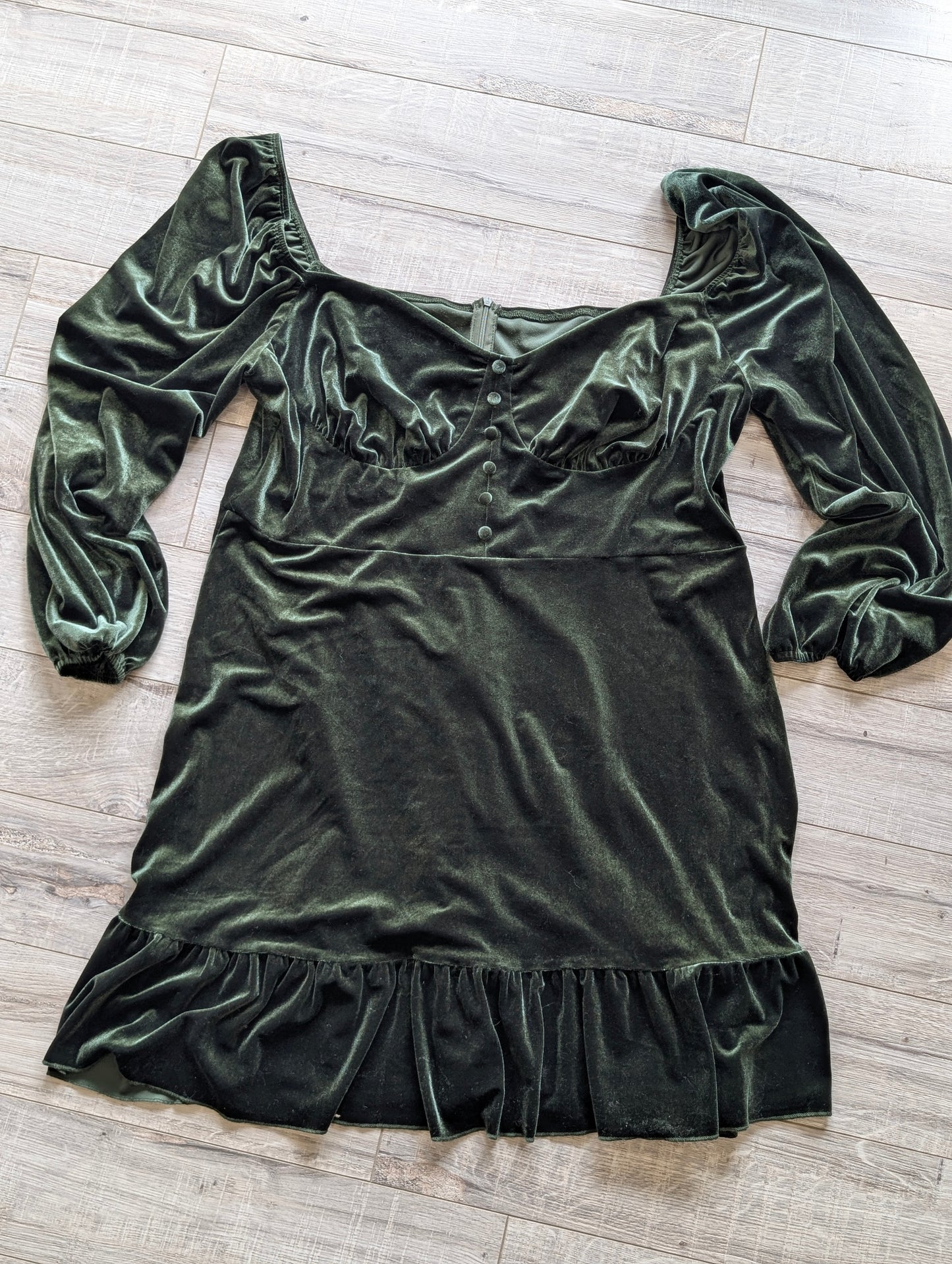 Green velvet dress