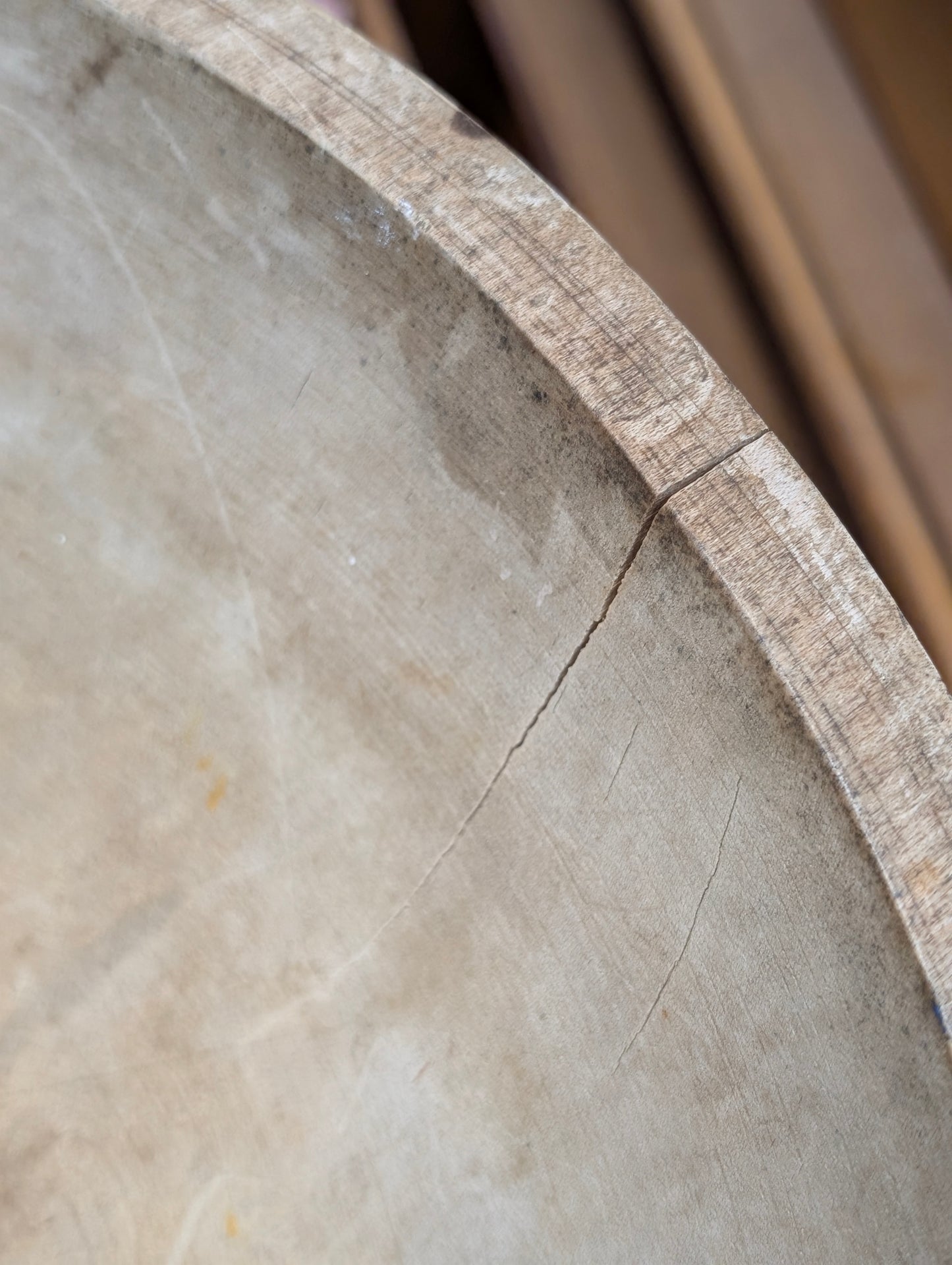 primitive white pine wood dough or serving bowl.