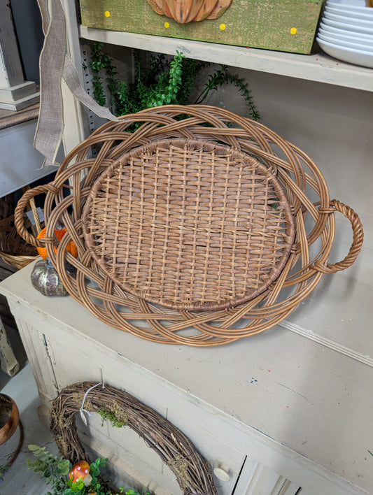 Large whicker tray basket
