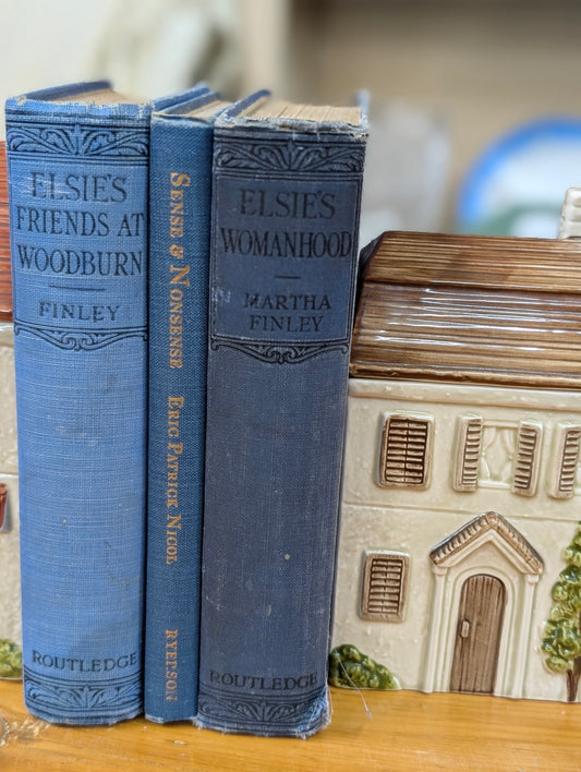 Blue vintage book stack