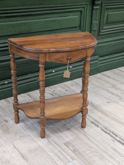 Wood half moon side table