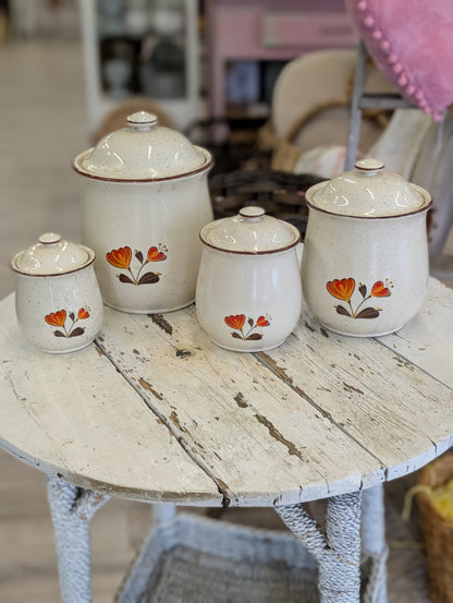 Set of vintage velancia kitchen containers