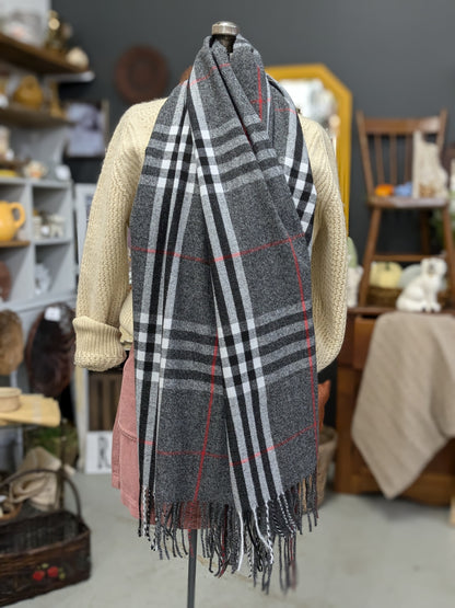 Grey plaid scarf