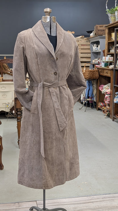 Suede Leather Trench Coat Jacket