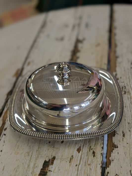 Silver plated butter dish