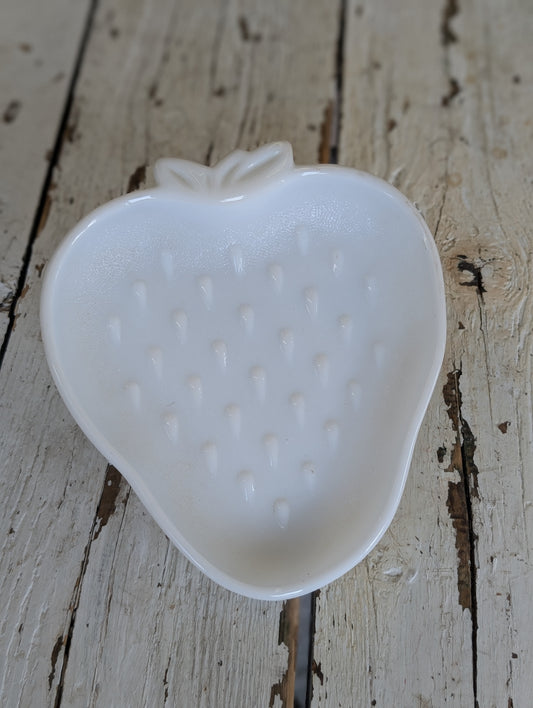 Milk glass strawberry plate