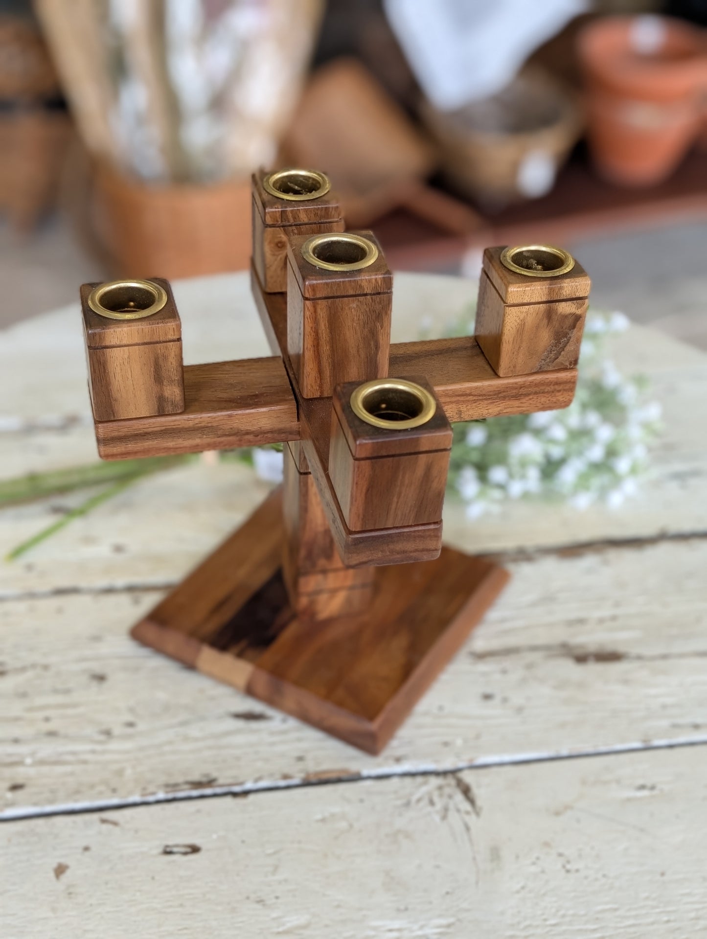 Wooden candle stick holder