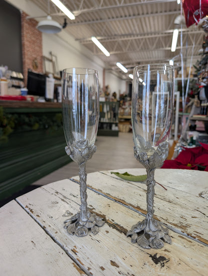 Seagull pewter rose set of flutes
