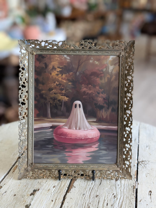 Ghost in floatie framed print 8x10
