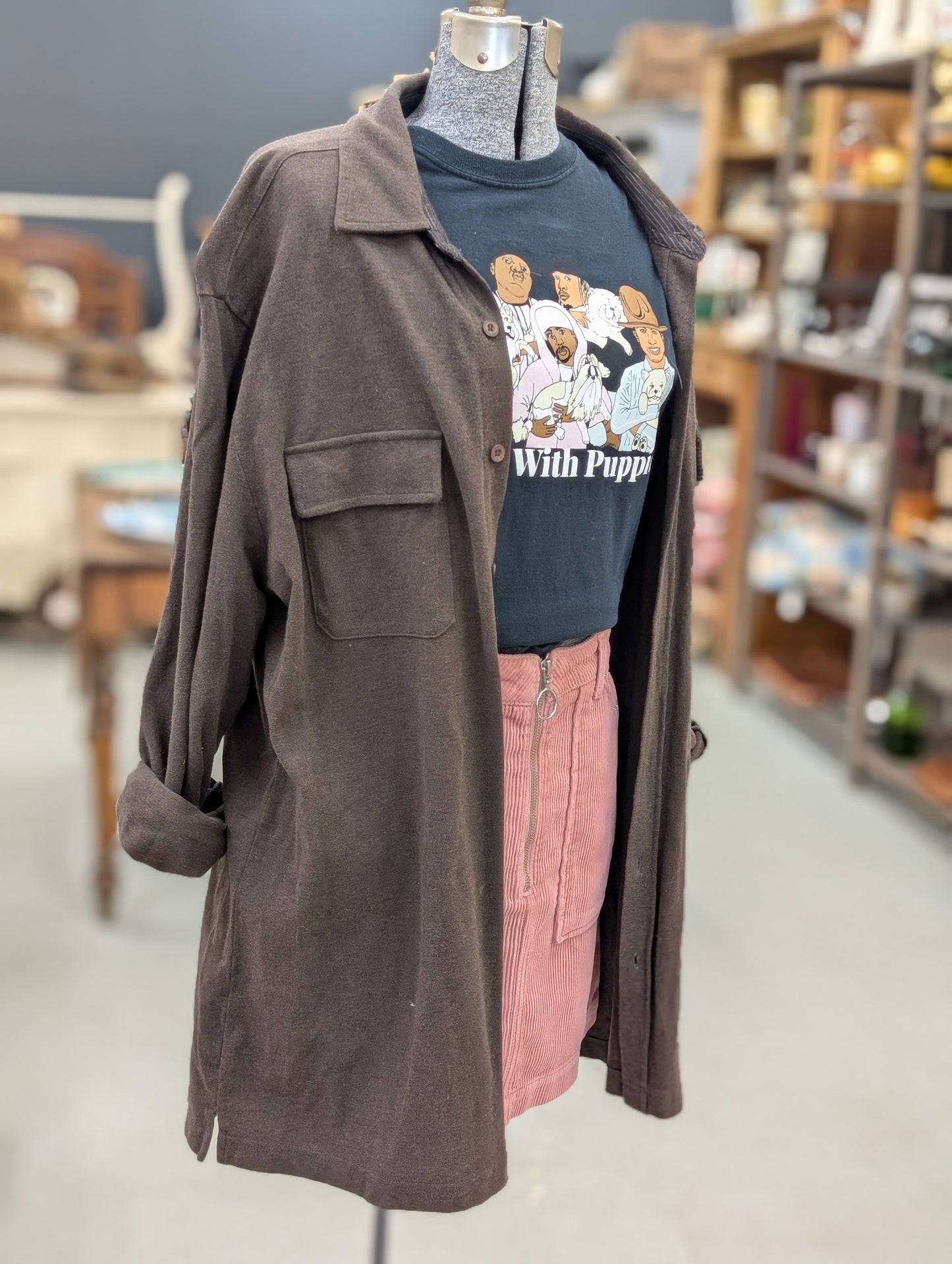 Brown button up