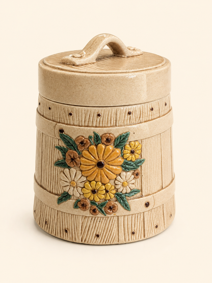 Whiskey barrel cookie jar