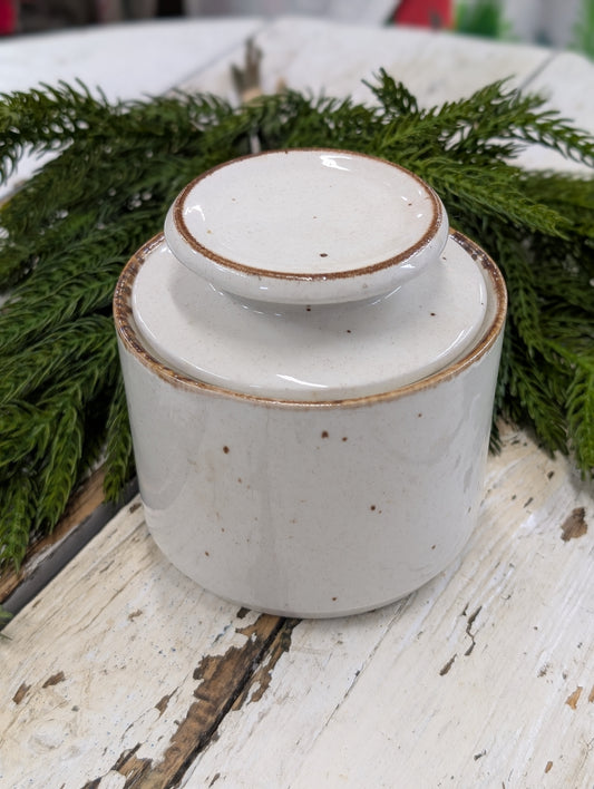 Tan ceramic container