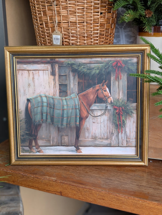 Holiday horse framed art