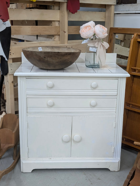 White rustic wash stand