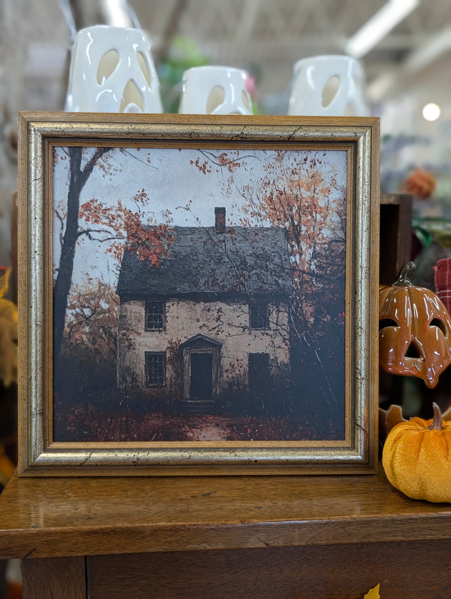 Haunted house framed print