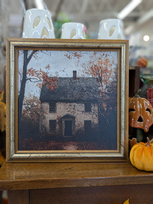 Haunted house framed print
