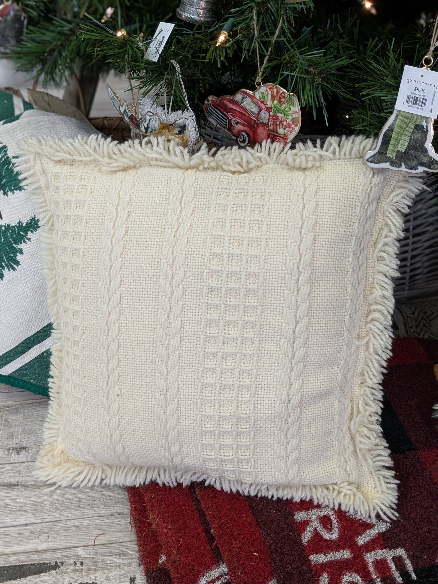 Cream knit pillow