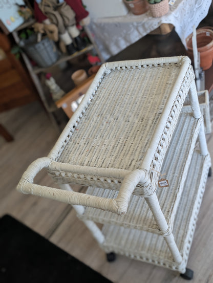 White wicker cart