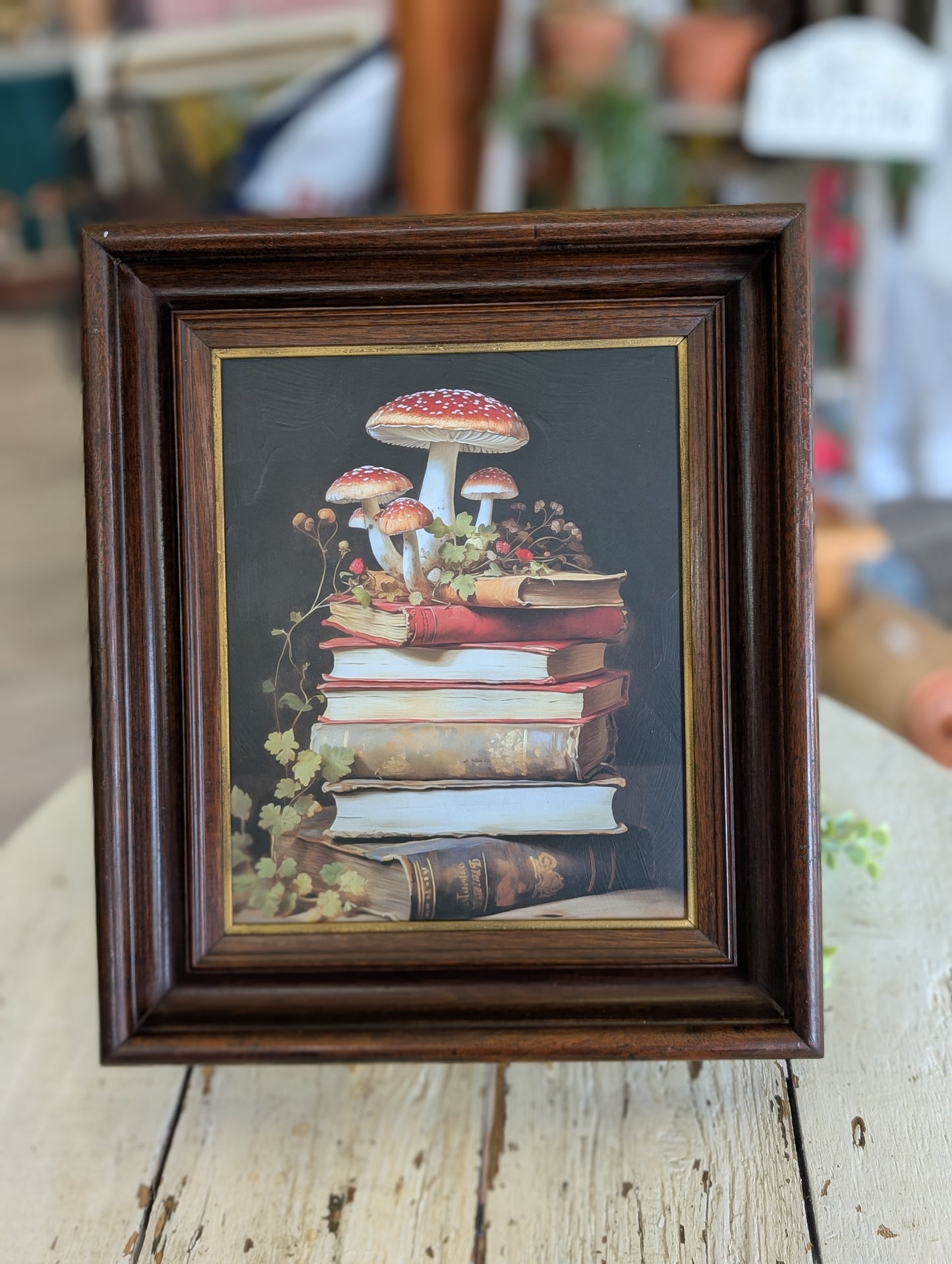 Rustic book stack framed print