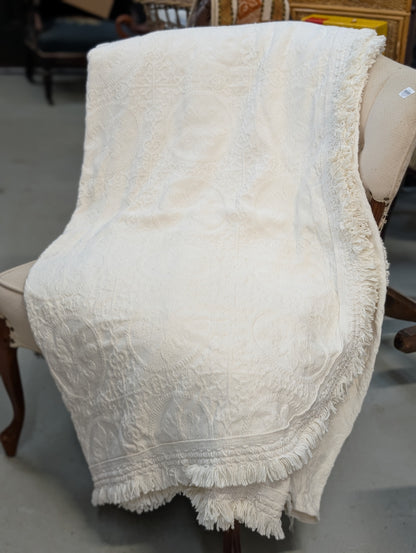 White cotton queen bed cover