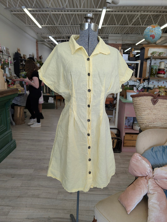 Yellow linen dress