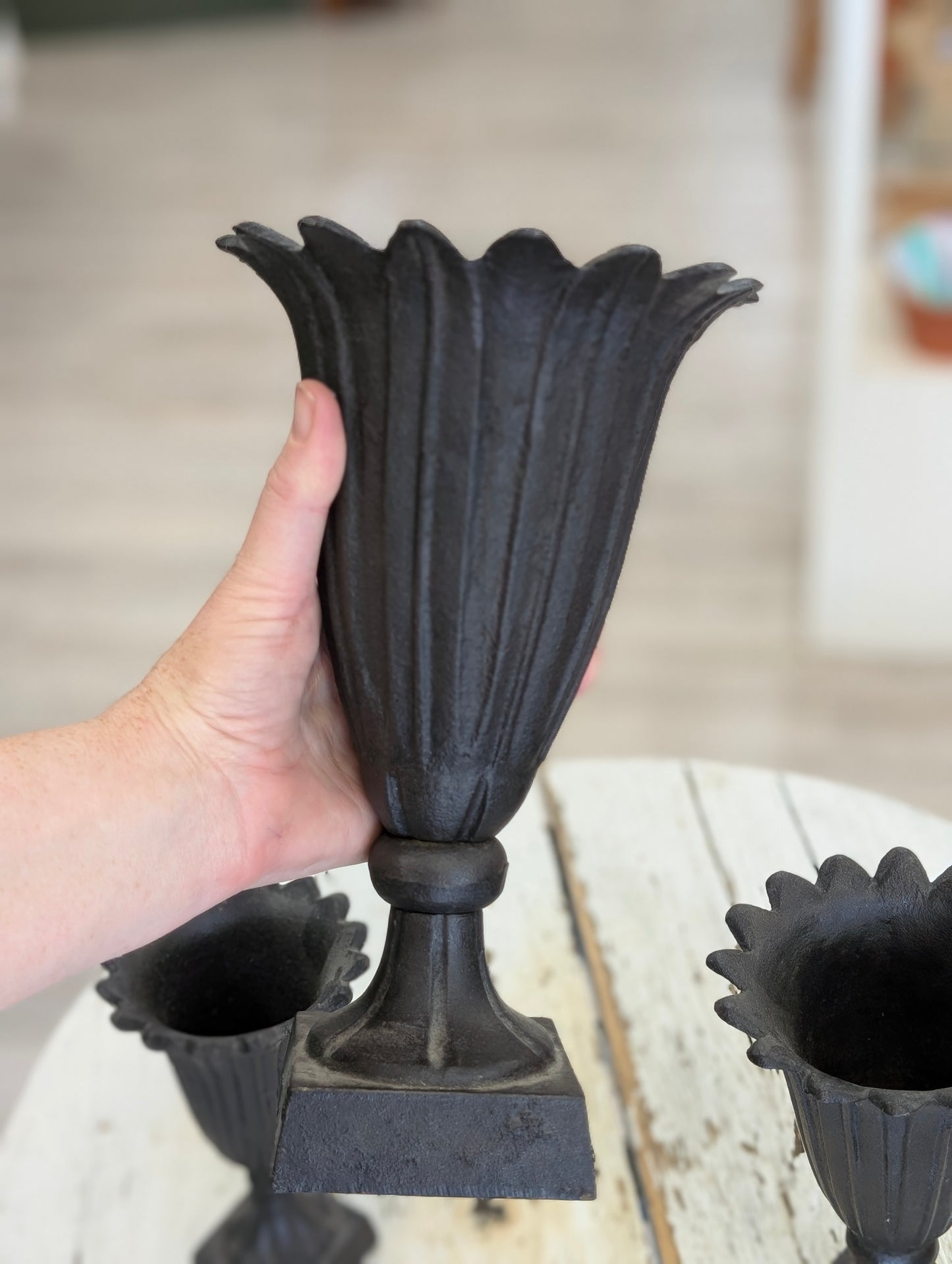 Metal flower vase