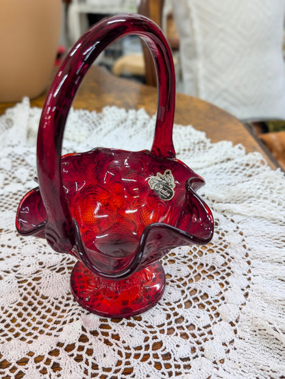 Red fenton candy dish