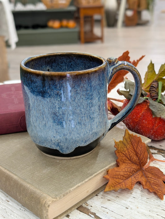 Dark blue hand thrown mug