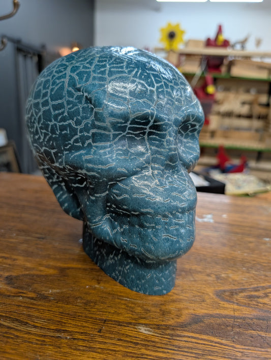 Cracked paint glass skull